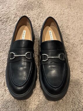 Chelsea & Violet Black Leather Bit Loafers